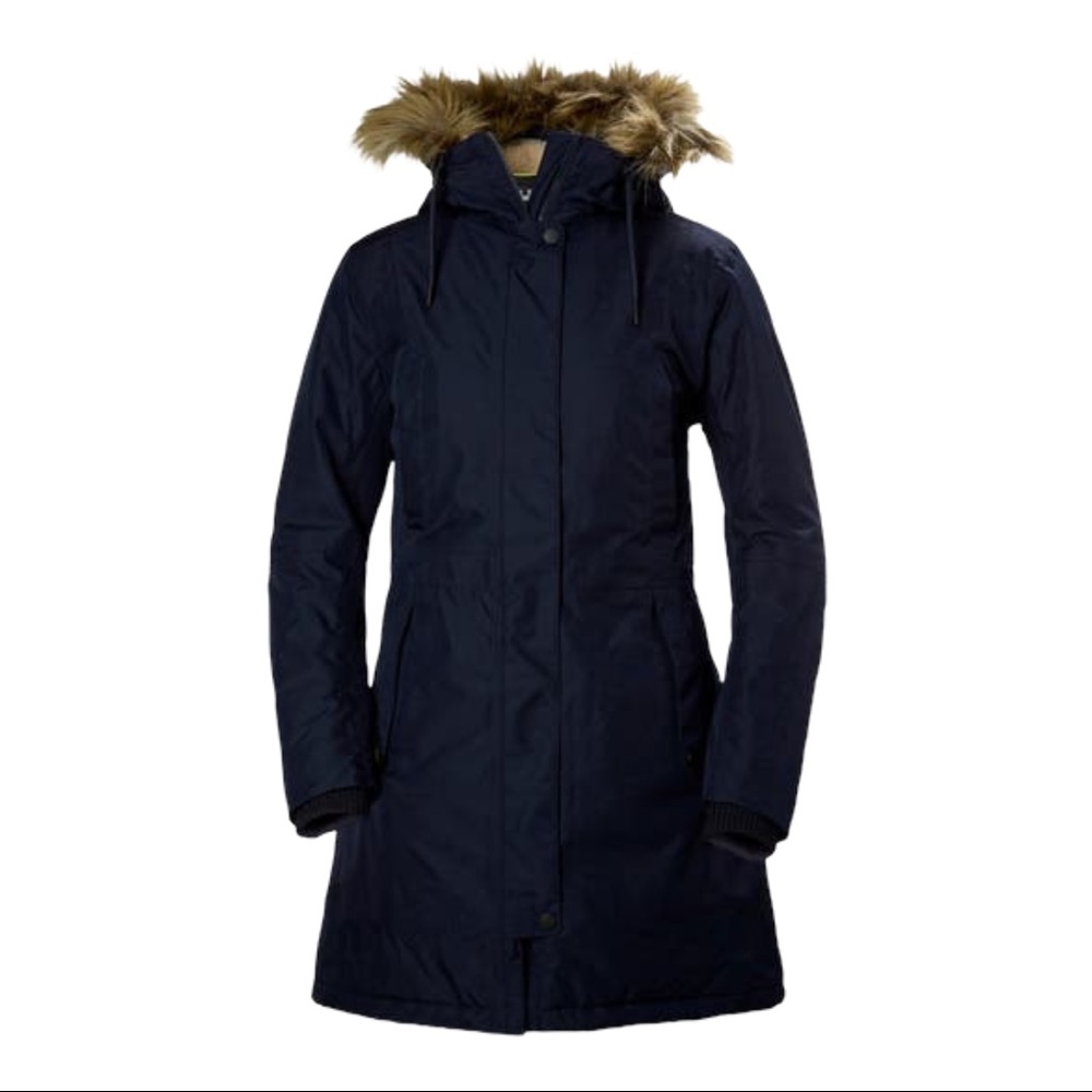 Helly Hansen Navy Blue Women's Parka with Faux Fur Trim